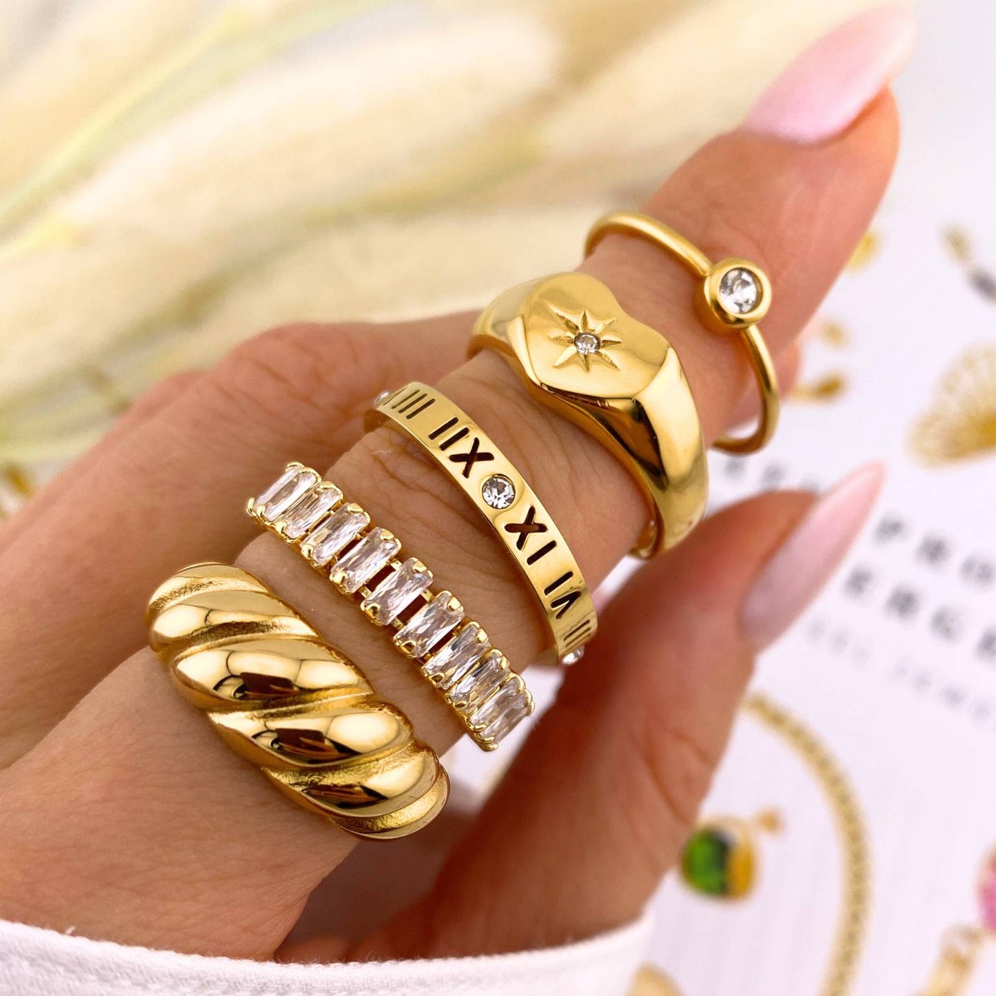 Ring, 18K Gold Plated Steel