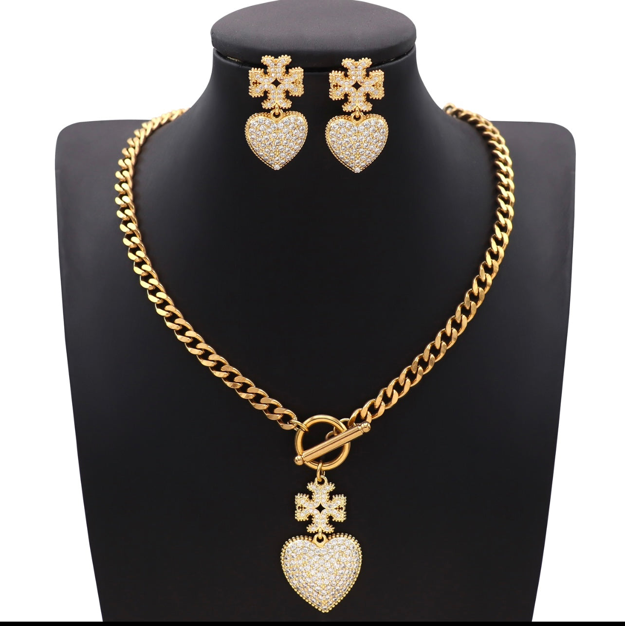 The T Heart Necklace and Earings Set