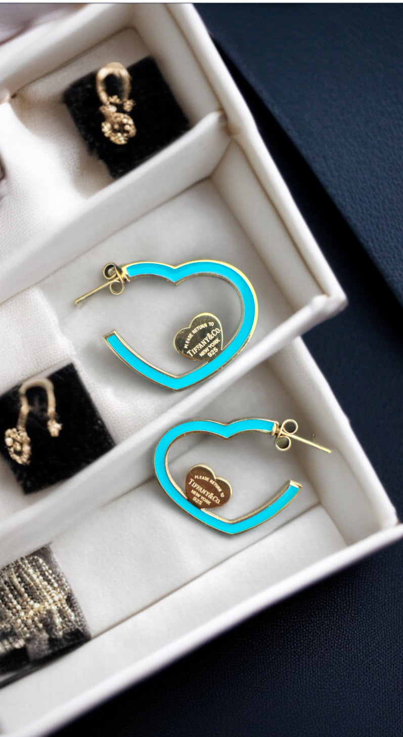 Blue Tiffany Hoops