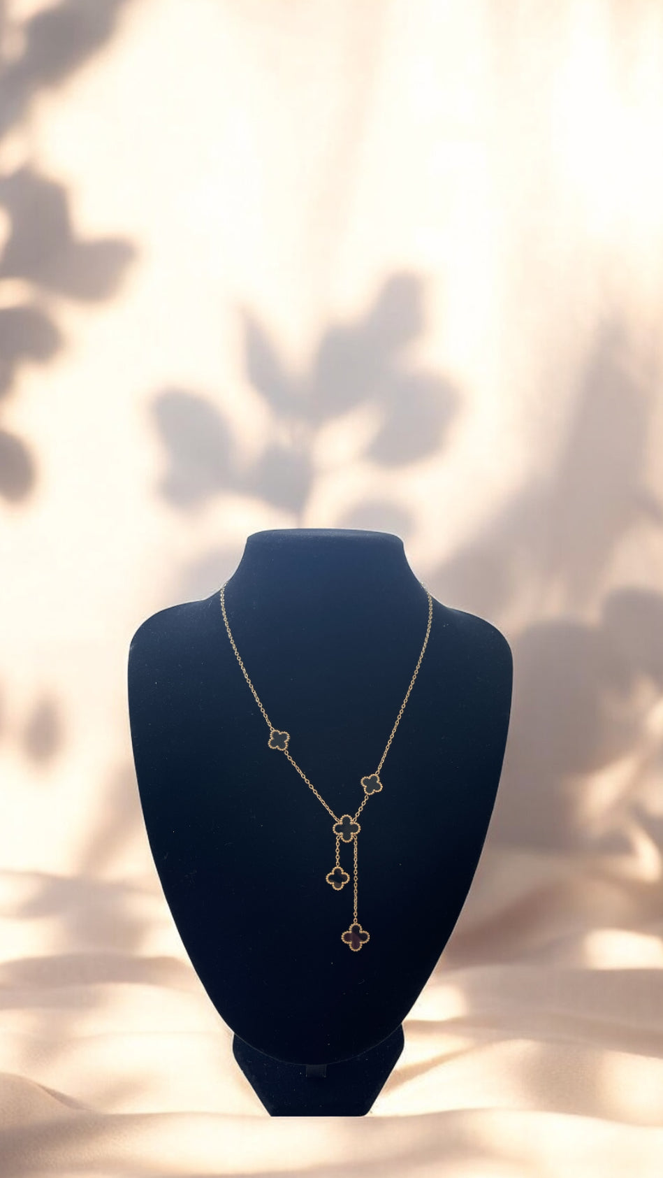 Black Layered Clover Necklace