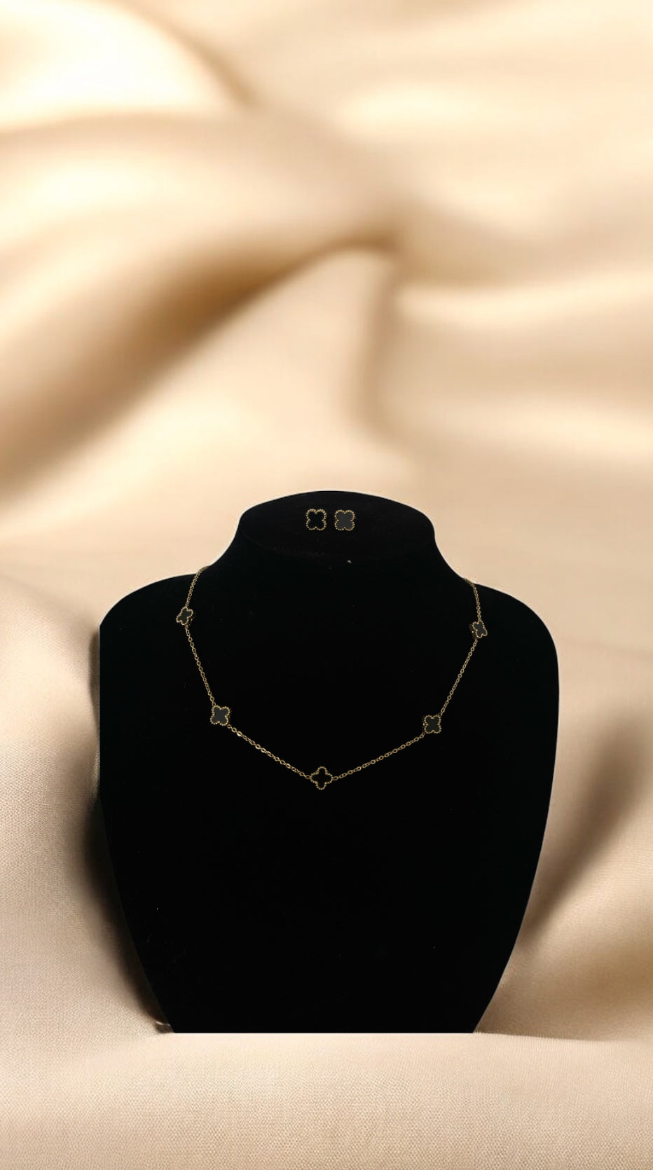 Black Clover Earings and Necklace set