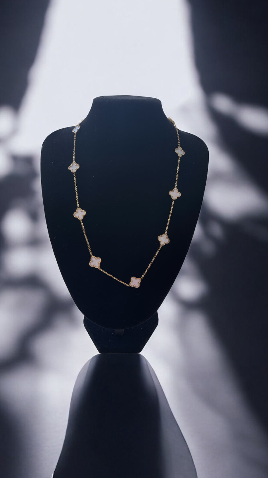 White 10 Clover Necklace