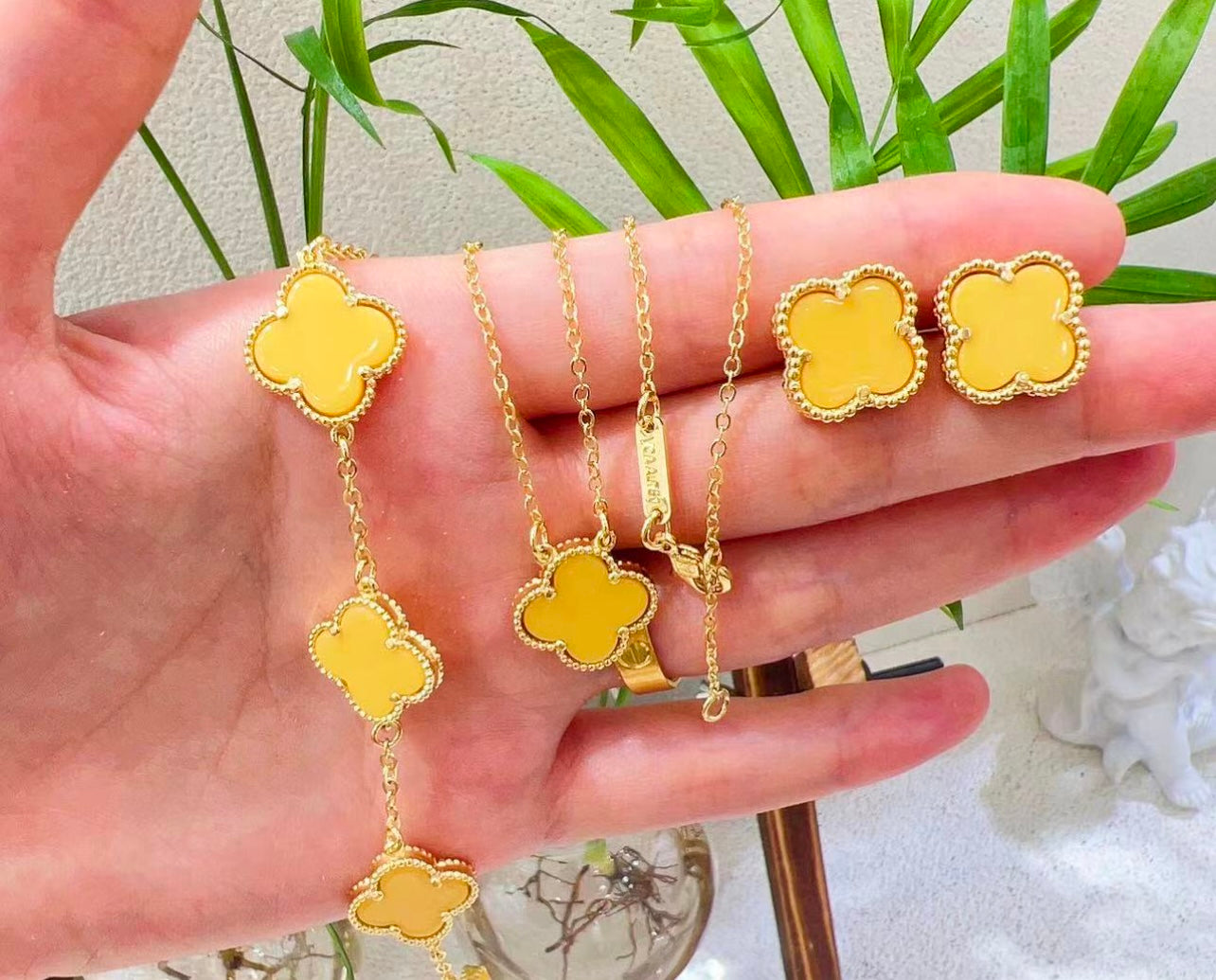 Clover necklace,earrings and Bracelet Set