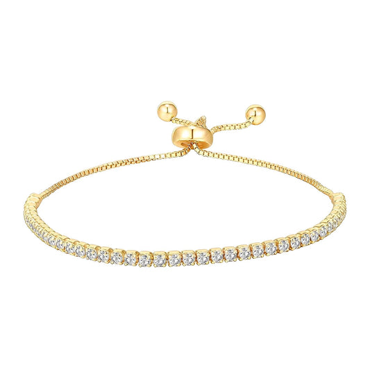 Tennis Bracelet, 18K Gold Plated Steel