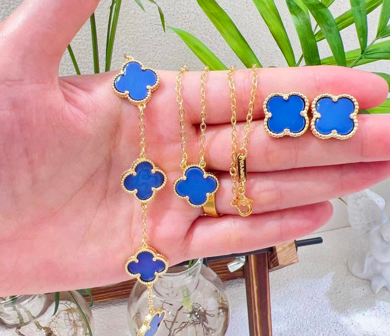 Clover necklace,earrings and Bracelet Set