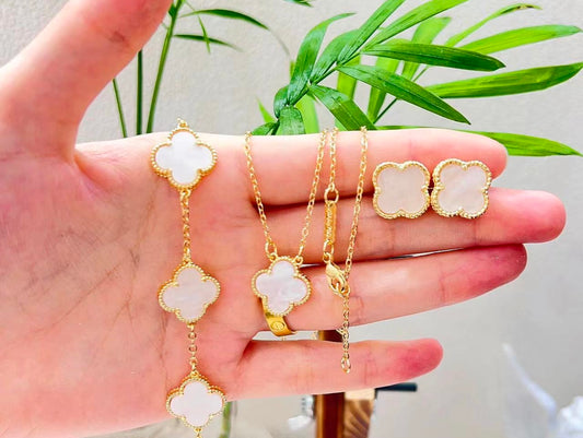Clover necklace,earrings and Bracelet Set