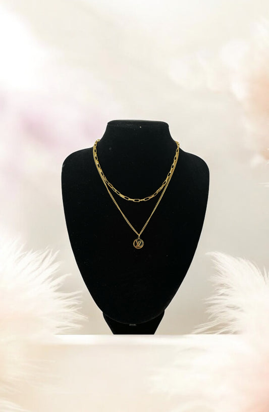 Two Layer L and V necklace