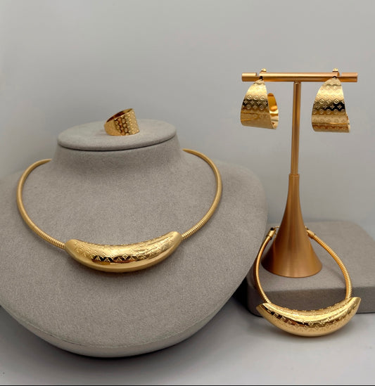 L and V Necklace,Earings,Ring and Bracelet Set