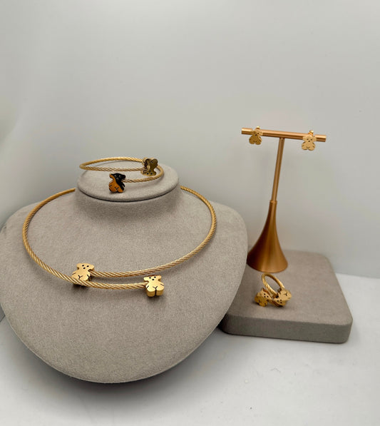 The Teddy Necklace, Earring, Bracelet, and Ring set
