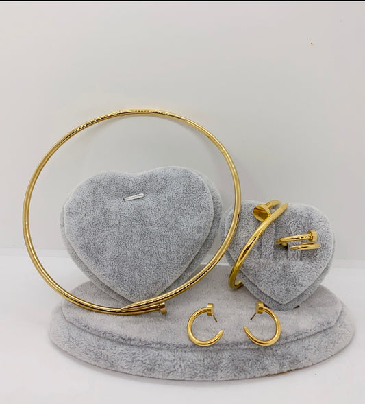 The Nail Necklace,Earings,Ring and Bracelet Set