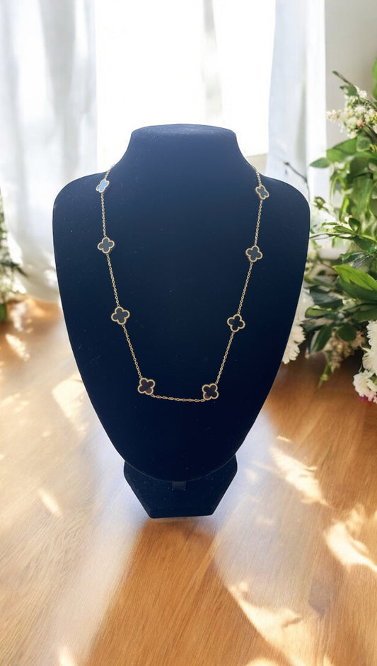Black 10 Clover Necklace