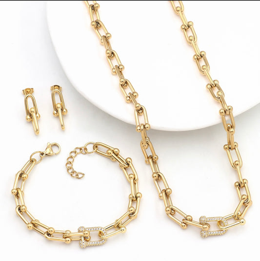 The Interlock Necklace, Earings and Bracelet Set