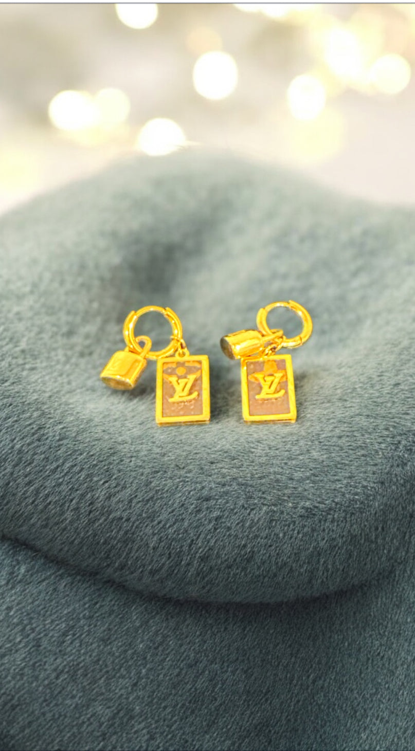 Brown L and V Earings