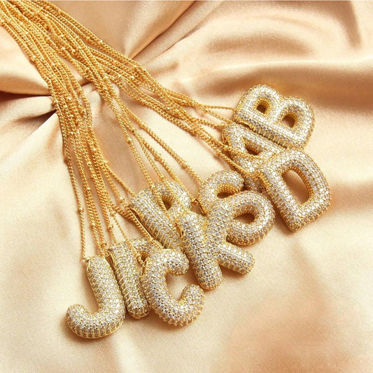 A-Z Rhinestone Bubble Alphabets Name Necklace