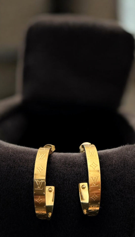 Gold L and V Hoops