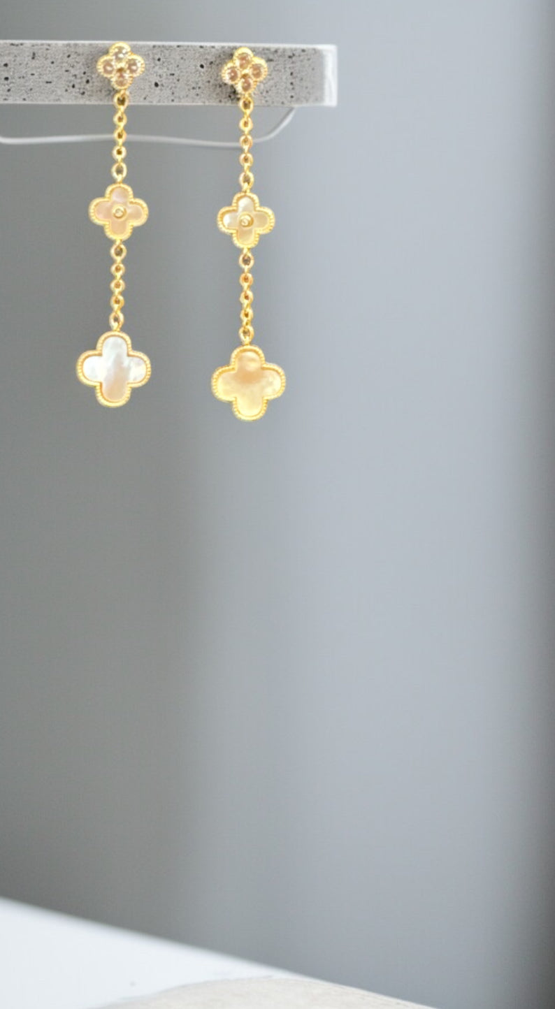 Chromy White Long Earings