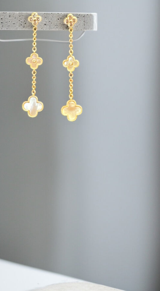 Chromy White Long Earings