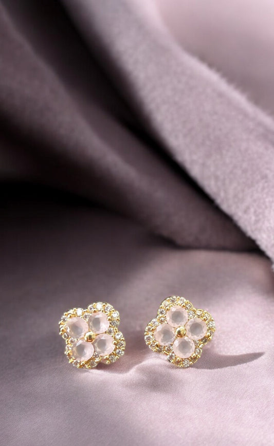 Golden Clover Earings Mauve