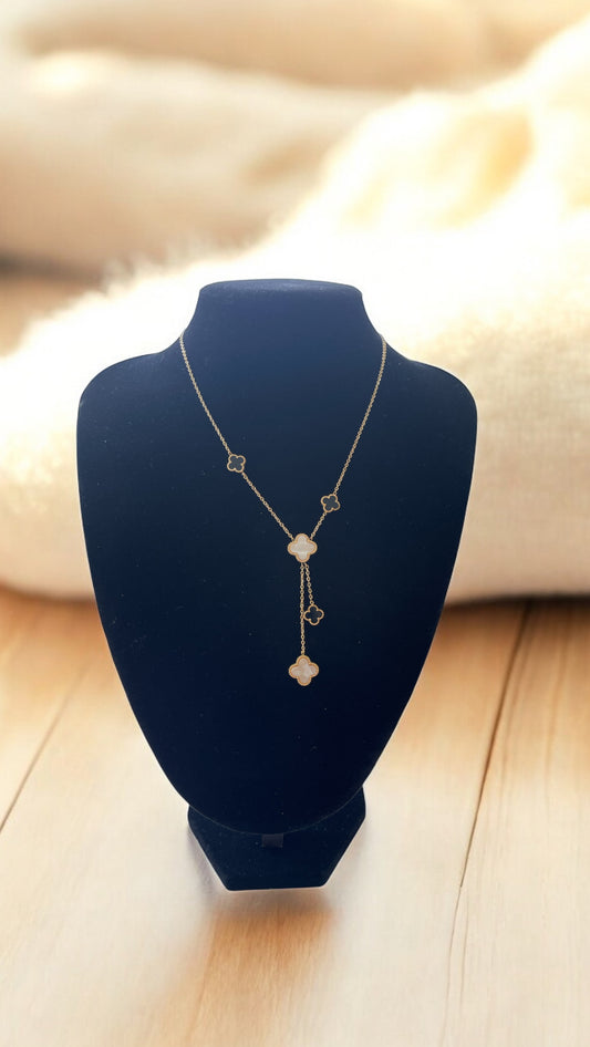 Black and White Layered Clover Necklace