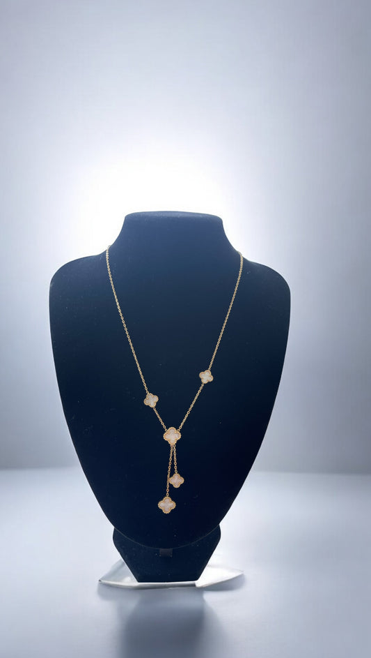 White Layered Clover Necklace
