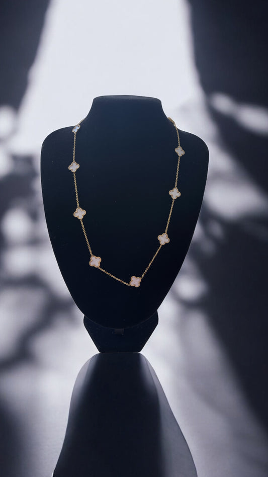 White 10 Clover Necklace