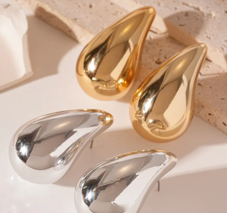 Gold and Silver Waterdrop Earings
