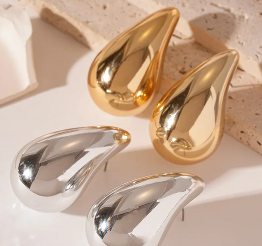 Gold and Silver Waterdrop Earings